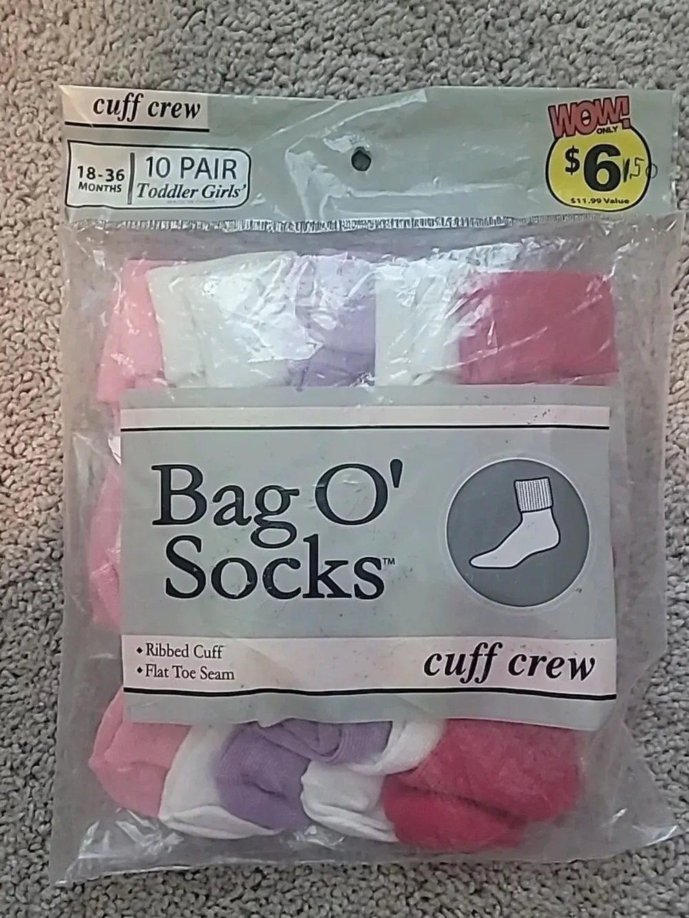Vintage Toddler Cuff Socks Pastel Colors Size Small Bag O Socks Cotton Retro New